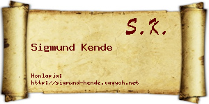 Sigmund Kende névjegykártya